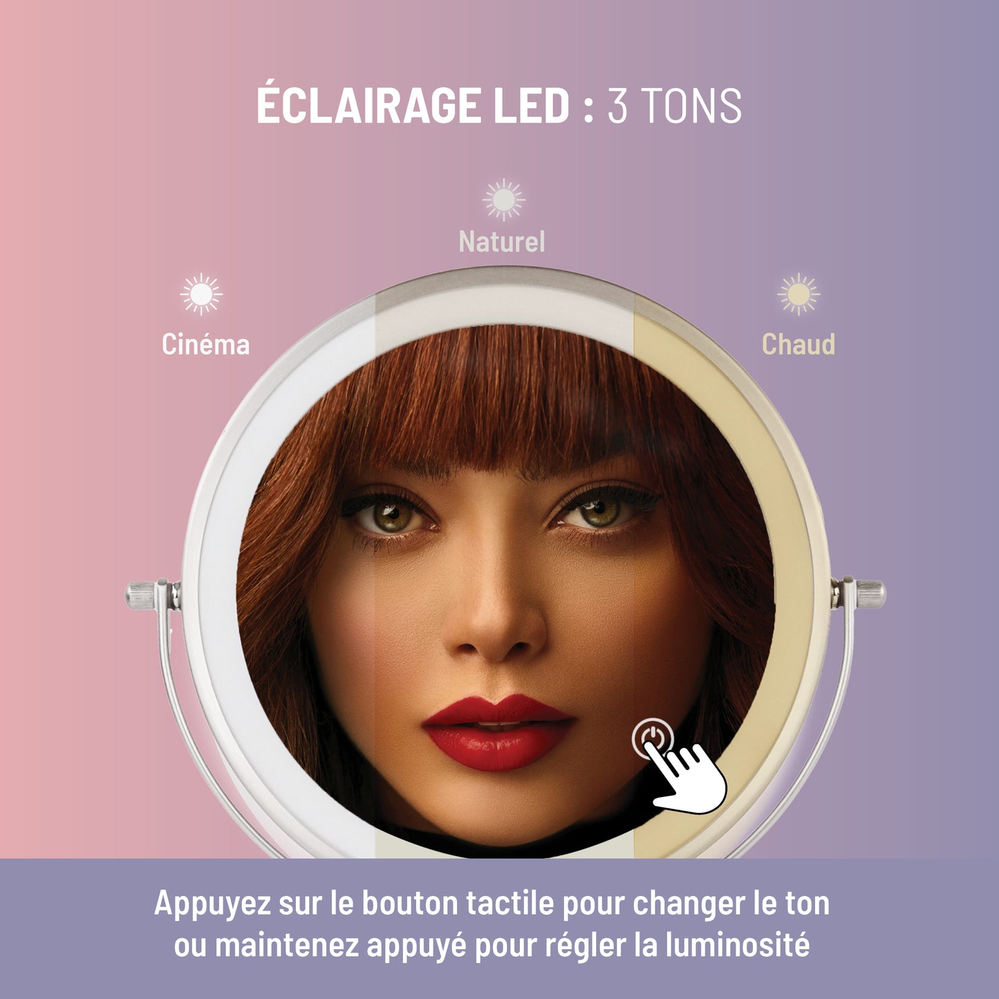 Bella - Make-up Spiegel met krachtige verlichting, oplaadbaar, compact, 10x vergroting, dubbelzijdig