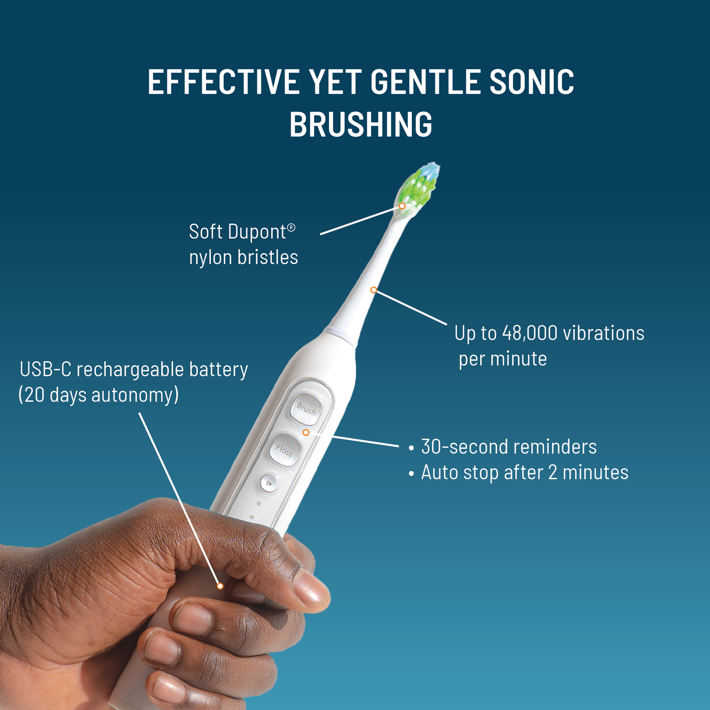 Brosse à dents électrique 3 en 1 : brossage, jet interdentaire, détartrage