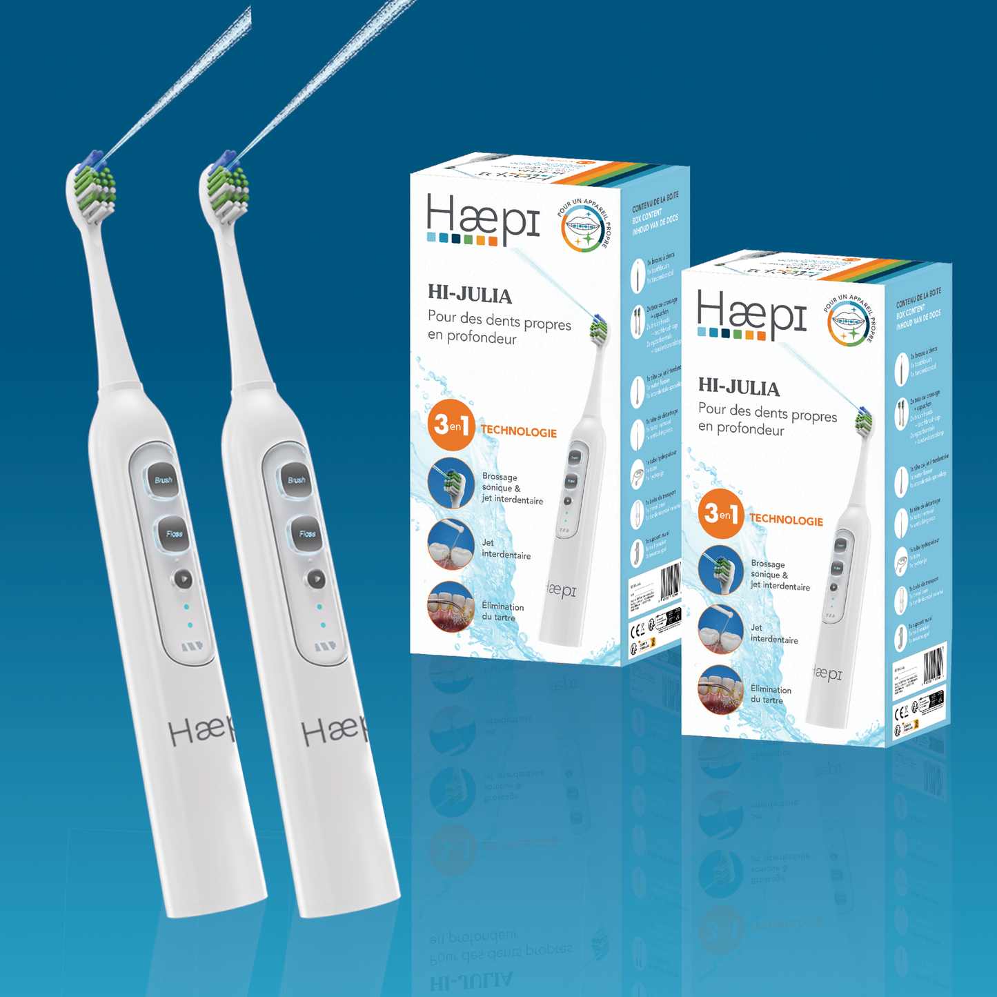 2.	Haepi Julia 3-in-1 tandenborstel: De Duo Pack
