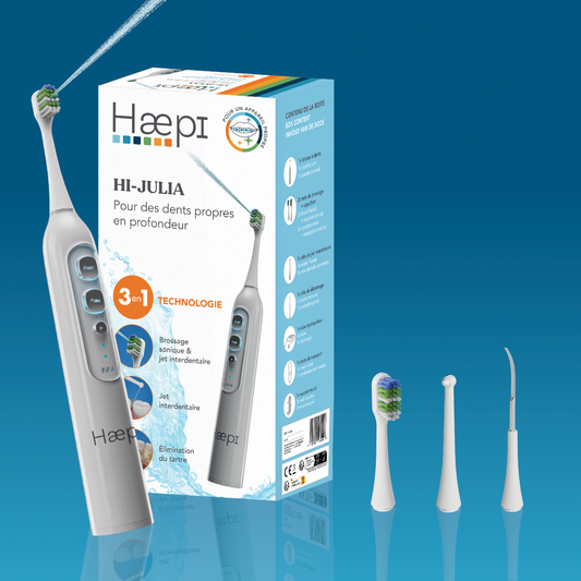 3-in-1 electric toothbrush: brushing, interdental jet, tartar removal