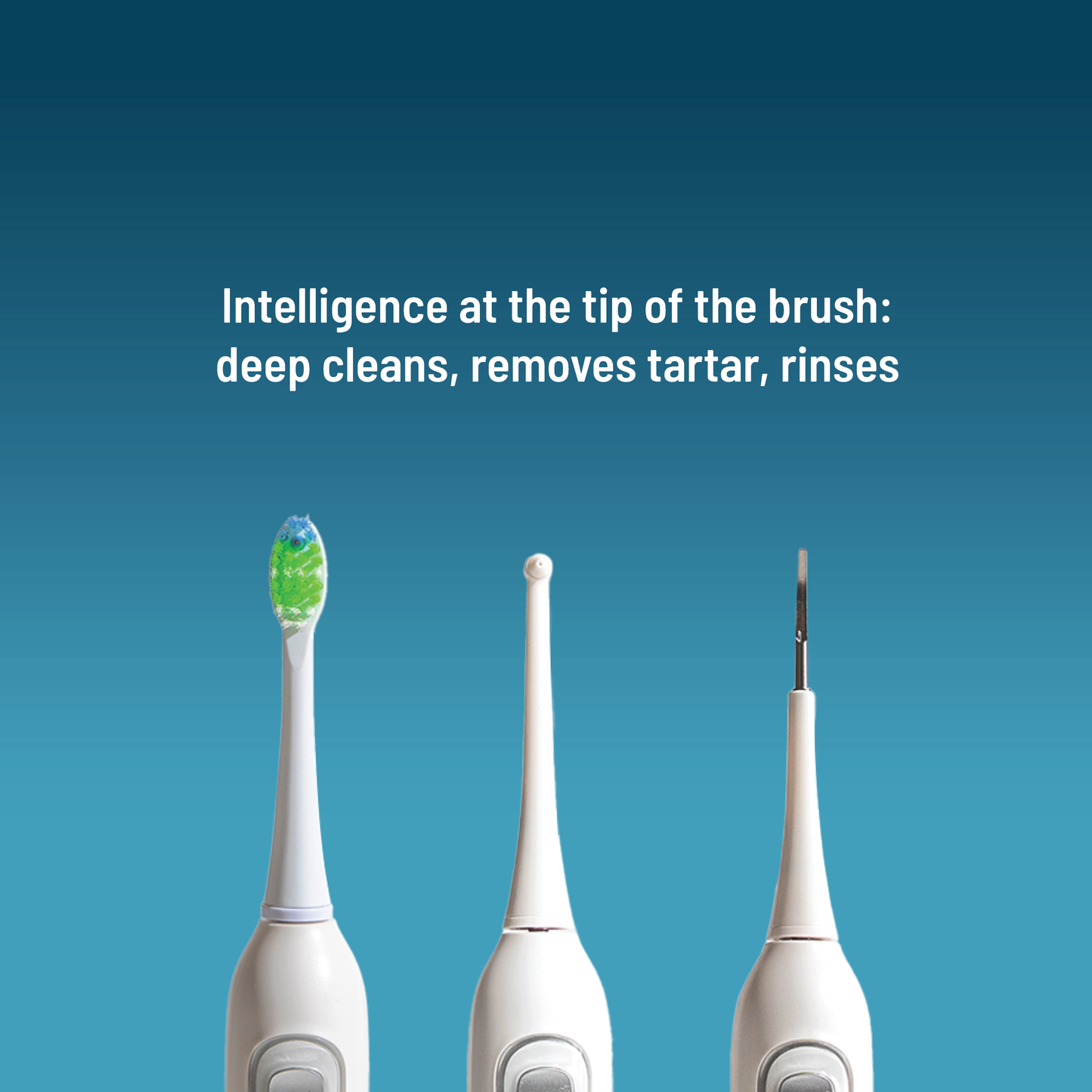 3-in-1 electric toothbrush: brushing, interdental jet, tartar removal